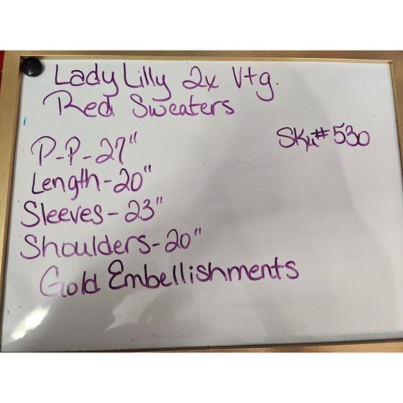 Vtg Lady Lilly Red 2X Sweater Gold Embellishments Women #530 - Picture 10 of 10